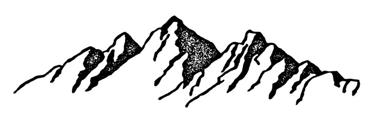 Mountain ranges, vector background, minimalism, imitation pencil drawing