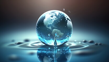 planet earth in the form of a water drop, water day, generative AI