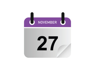 27th November calendar icon. November 27 calendar Date Month icon vector illustrator.