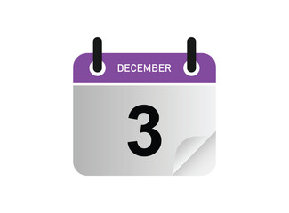 3th december calendar icon. calendar logo.