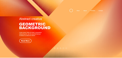 Geometric landing page background. Fluid colors and simple shapes abstract composition. Vector illustration for wallpaper, banner, background, leaflet, catalog, cover, flyer