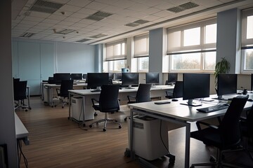 Fototapeta na wymiar An empty office presentation room work place. Generative AI