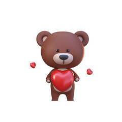 3d rendering of cute bear hugging character love illustration