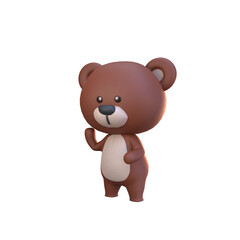 Obraz na płótnie Canvas 3d rendering cute brown bear standing and raising hands illustration