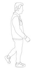 One continuous line of Casual Man Walking. Thin Line Illustration vector concept. Contour Drawing Creative ideas.