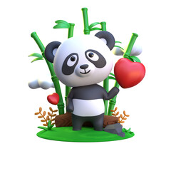 3D Rendering of Romantic Panda with Love Illustration © AGUNG