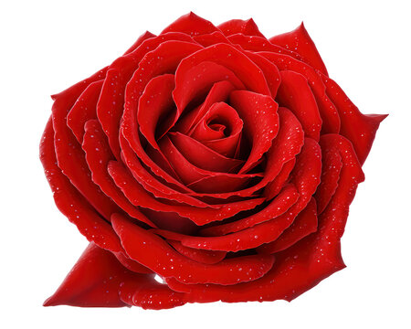 Generative AI Image - Red Rose Flower on white background