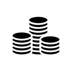 Coin money black icon, vector illustration in trendy style. Editable graphic resources for many purposes.