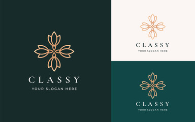 Fototapeta na wymiar Elegant flower luxury beauty salon, boutique classy logo vector illustration
