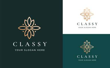 Elegant flower luxury beauty salon, boutique classy logo vector illustration