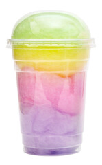 cotton candy in plastic cup isolated