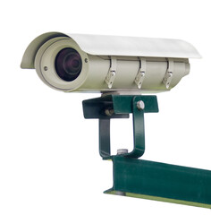 CCTV, security camera on white isolated