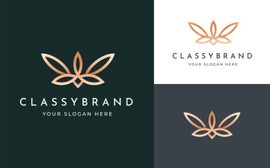 Fototapeta na wymiar Beauty spa lotus flower logo design boutique symbol vector illustrations