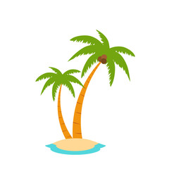 Beach coconut tree, seaside palm tree, coconut tree or island palm tree.