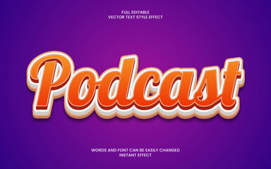 Podcast text effect. Editable text effect