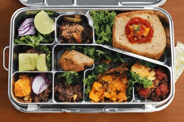 food meal lunch box set, generative art by A.I