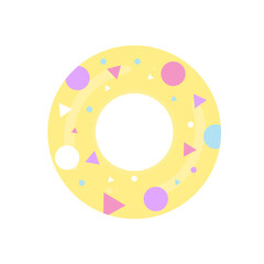 Inflatable ring. Swimming pool circle toys. Donut, beach life buoy