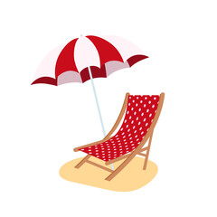 Beach umbrella and beach chair isolated