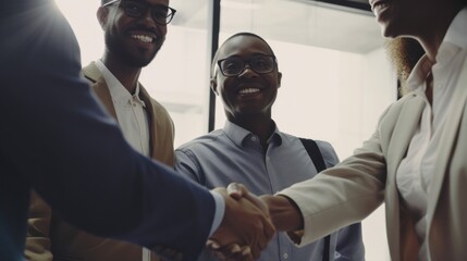 Professional Workplace Men Women: African American Black Veterinarian Greeting with Confidence Friendliness in Business Setting, Diversity Equity Inclusion DEI Celebration (generative AI