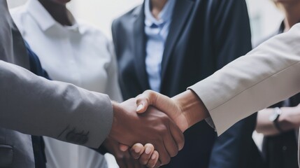 Professional Workplace Men Women: Multiracial Accountant Greeting with Confidence Friendliness in Business Setting, Diversity Equity Inclusion DEI Celebration (generative AI