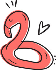 cute fun doodle line pink flamingo summer accessories hand drawing icon