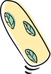 cute fun doodle line beach surfboard summer accessories hand drawing icon