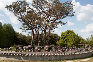 beautiful fountain from pot. Korean traditional Scene. 