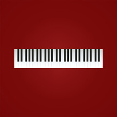 Fototapeta premium Piano keys colored icon. Musical instrument symbol. Flat synthesizer sign isolated on red for: illustration, logo, infographic, mobile, app, banner, web design, dev, ui, ux, gui. Vector EPS 10.