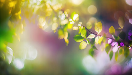 Fototapeta premium springtime background with bokeh, Generative AI