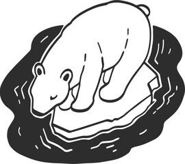 polar bear on melting iceberg illustration.