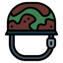 helmet soldier filled outline icon style