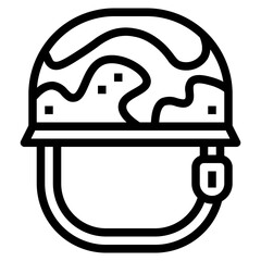 helmet soldier line icon style