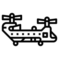 military helicopter line icon style