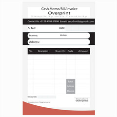 Business Invoice Template Design Illustration, vector Invoice Template Cash Memo free Vector Design.
