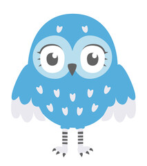 Little owl front view. Beautiful bird in flat style.