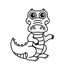 Children coloring book. Vector illustration of alligator, crocodile in a cartoon style