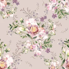 Fotobehang Abstract floral seamless pattern in vintage © Irina Chekmareva