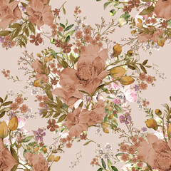Abstract floral seamless pattern in vintage