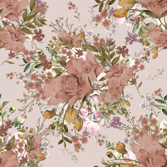 Abstract floral seamless pattern in vintage