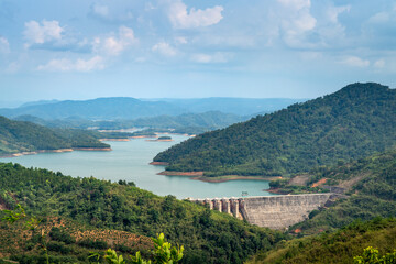a view from above of a hydroelectric dams the province of Dak Nong, Vietnam