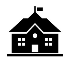 School building silhouette icon. Educational building. Vector.