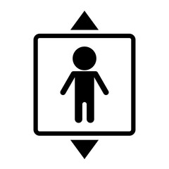 Elevator and person silhouette icon moving up and down. Vector.