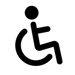 Wheelchair mark silhouette icon. Disability mark. Parking sign. Vector.