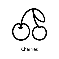 Cherries Vector   outline Icons. Simple stock illustration stock