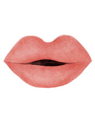 cute classic vintage red lips watercolour illustration