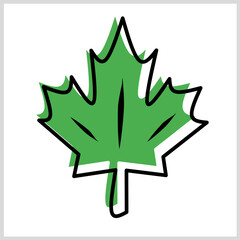 Maple leaf icon black and green color, Vector Illustration for Icon, Logo etc