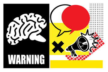 Concept of education and success. Online education, new idea. Art collage with a brain megaphone