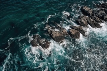 Aerial sea surface view. Generative AI