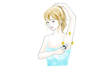 ワキの匂い対策　エチケット　女性イラスト