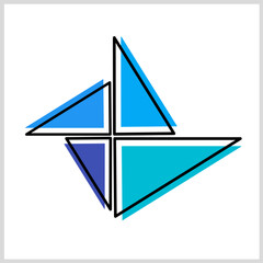 Four triangle icon black and blue color, Vector Illustration for Icon, Logo etc
